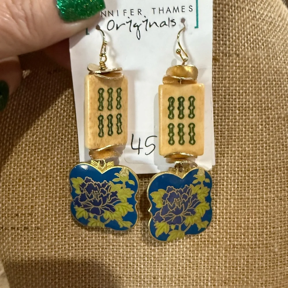 Jennifer Thames Originals Mahjong Garden Floral Earrings - Picture 2 of 5
